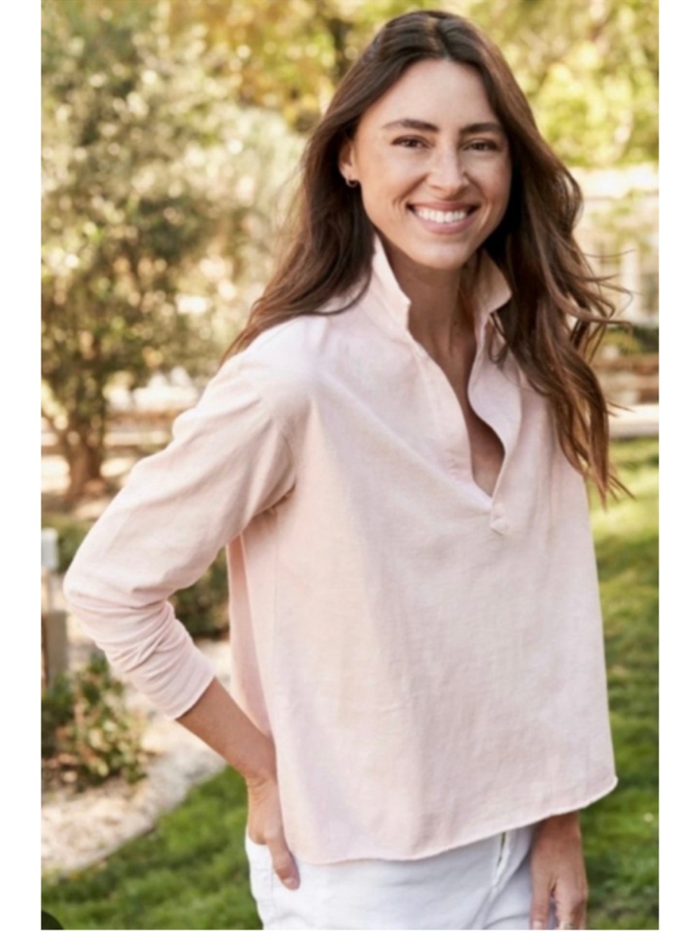 FRANK & EILEEN Patrick Popover Henley Sweatshirt in Light Pink / Vintage Rose XS - Picture 5 of 13